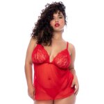 Mapal nuisette courte grande taille rouge et string rouge