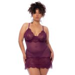 Mapal nuisette en dentelle grande taille bordeaux et string assorti bordeaux
