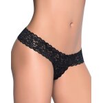 Mapal string ouvert brsilien noir en dentelle noir