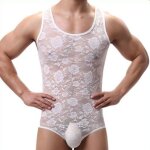 Menssexi combi dentelle teddy blanc
