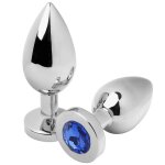 Metal hard plug anal bleu diamant petit 5, 71cm