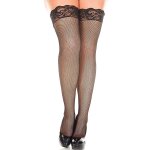 Music legs bas noirs fine rsille grande taille autofixants jarretires dentelle - mh4992xblk noir