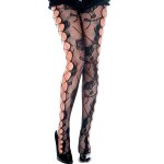 Music legs collant fantaise noir rsille et ajour faon filet et fleurs noir