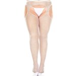 Music legs collant rsille blanc grande taille effet porte - jarretelles blanc