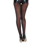 Music legs collant semi opaque noir avec coeurs rouges noir