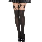 Music legs collant semi opaque avec tête de chien fantaisie noir Music legs collant semi opaque avec tête de chien fantaisie noir