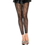 Music legs legging fin noir rsille et dentelle motif floral noir
