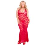 Music legs nuisette grande taille longue rouge dcollete dentelle florale - ml53012xred rouge