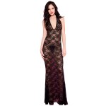 Music legs nuisette longue noire dcollete dentelle florale noir