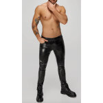 Noir handmade h067 pantalon long en wetlook serpent avec poches arrire noir