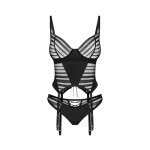 Obsessive exquisite lune bellis corset et string - noirs