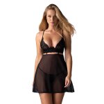 Obsessive nutris babydoll et string - noire noir