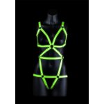 Ouch fluo full body femme harnais - neon green / black