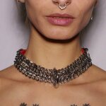 The sinners collier chaines cuir rouge rouge The sinners collier chaines cuir rouge rouge