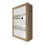 Tousmesmeubles vitrine 4 portes ch�ne noisette / blanc neige � leds - matera - l 102 x l 43 x h 162 cm ...