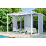 Sunny inch � brise soleil coulissant en aluminium � trois vantaux avec lames orientables