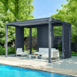 Sunny inch � brise soleil coulissant en aluminium � trois vantaux avec lame orientable - anthracite - ...