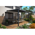 Sunny inch ® pergola adossée à toile rétractable électrique avec leds - anthracite - pluton 5600 Sunny inch ® pergola adossée à toile rétractable électrique avec leds - anthracite - pluton 5600