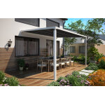 Sunny inch ® pergola adossée à toile rétractable électrique avec leds - blanc - pluton 5600 Sunny inch ® pergola adossée à toile rétractable électrique avec leds - blanc - pluton 5600