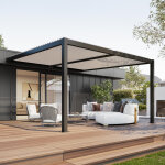 Sunny inch ® pergola bioclimatique adossée à lames orientables en aluminium - armature anthracite - 4 ... Sunny inch ® pergola bioclimatique adossée à lames orientables en aluminium - armature anthracite - 4 ...