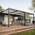 Sunny inch ® pergola bioclimatique adossée à lames orientables en aluminium - armature anthracite - 5, ... Sunny inch ® pergola bioclimatique adossée à lames orientables en aluminium - armature anthracite - 5, ...
