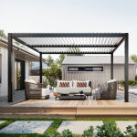 Sunny inch  pergola bioclimatique autoportante  lames orientables en aluminium - armature anthracite ...