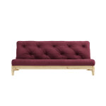 Karup design banquette ajustable fresh en pin massif naturel avec matelas futon bordeaux 140x200