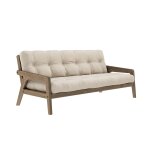 Karup design banquette ajustable grab en pin massif fonc avec matelas futon beige 130x190