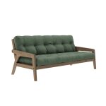 Karup design banquette ajustable grab en pin massif fonc avec matelas futon kaki 130x190