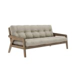 Karup design banquette ajustable grab en pin massif fonc avec matelas futon lin 130x190