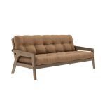 Karup design banquette ajustable grab en pin massif fonc avec matelas futon marron 130x190