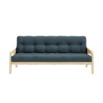 Karup design banquette ajustable grab en pin massif naturel avec matelas futon bleu ptrole 130x190