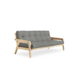 Karup design banquette ajustable grab en pin massif naturel avec matelas futon gris 130x190