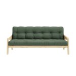 Karup design banquette ajustable grab en pin massif naturel avec matelas futon kaki 130x190