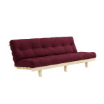 Karup design banquette ajustable lean en pin massif naturel avec matelas futon bordeaux 130x190