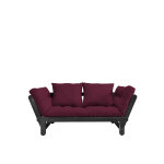 Karup design banquette ajustable en pin massif noir matelas bordeaux inclus 75x200