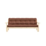 Karup design banquette unwind en pin massif naturel avec matelas futon marron noisette 130x190