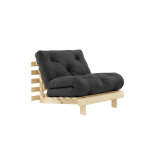 Karup design canap convertible roots en pin massif naturel avec matelas futon anthracite 90x200