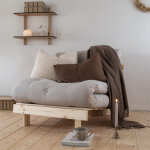 Karup design canap convertible roots en pin massif naturel avec matelas futon gris 90x200