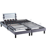 Someo sommier lectrique de relaxation lattes + plots tissu gris clair 2x90x200