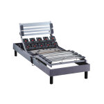 Someo sommier lectrique de relaxation lattes + plots tissu gris clair 80x200