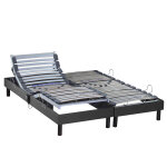 Someo sommier lectrique de relaxation tout lattes tissu anthracite 2x80x200