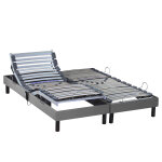 Someo sommier lectrique de relaxation tout lattes tissu gris clair 2x80x200