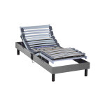 Someo sommier lectrique de relaxation tout lattes tissu gris clair 80x200