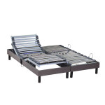 Someo sommier lectrique de relaxation tout lattes tissu taupe 2x80x200