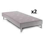 Sommier déco gris perle dunlopillo 15cm pieds inclus 2x90x200 Sommier déco gris perle dunlopillo 15cm pieds inclus 2x90x200