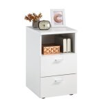 Terre de nuit chevet 2 tiroirs + 1 niche en bois blanc - ch13024 Terre de nuit chevet 2 tiroirs + 1 niche en bois blanc - ch13024