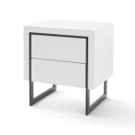 Terre de nuit chevet 2 tiroirs en bois blanc laqu avec pieds noir - ch16006