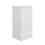 Terre de nuit chiffonnier 5 tiroirs en bois blanc - cf5029