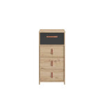 Terre de nuit chiffonnier enfant 4 tiroirs en bois imitation chne clair et noir - cf5051